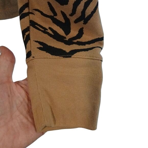 Madewell Medium TigerStripe Crop Sweatshirt Brown Black Animal Print Long Sleeve - Picture 7 of 13
